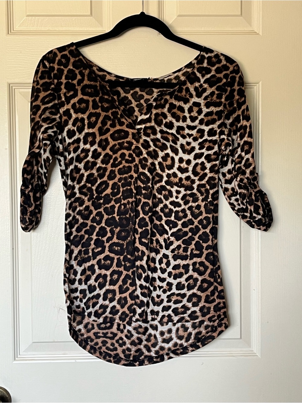 Y2K Rue 21 Junior L Stretchy Leopard Print Blouse in Brown and Black
